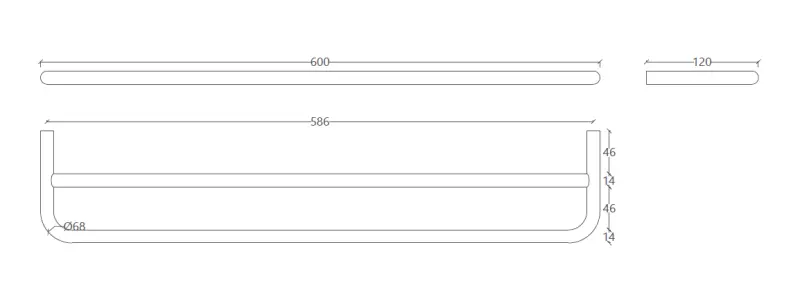 OUTLET Waterevolution flow dubbele handdoekhouder 60cm mat zwart A112DPR