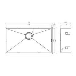 OUTLET Lorreine Luxe rvs grote spoelbak 74x40 cm  onderbouw 1150178229
