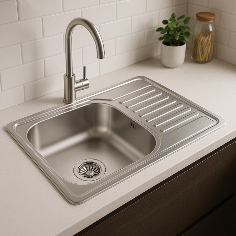 Aquadesign Basic RVS spoelbak met adruipgedeelte omkeerbaar 66x42cm opbouw 1208956285