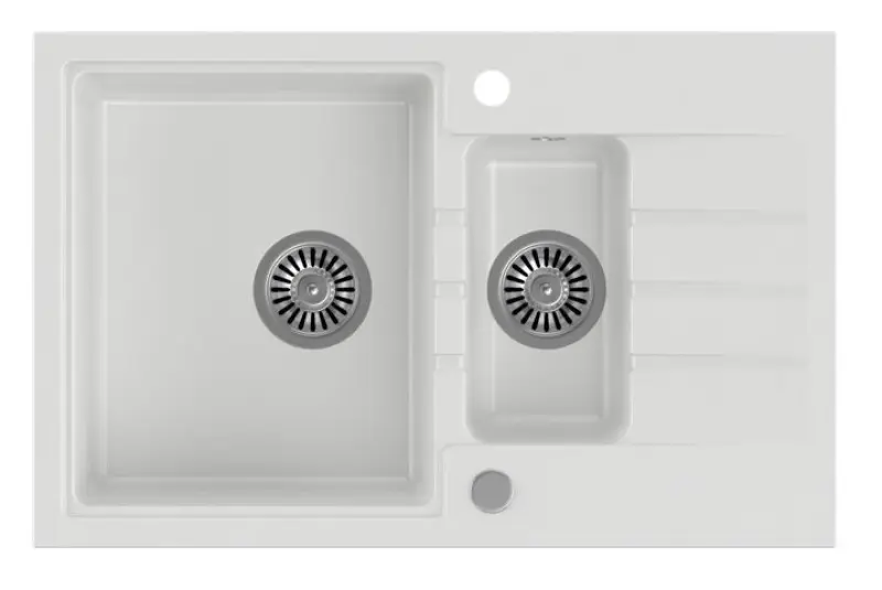 Quadri Cardigan witte 1,5 granieten opbouw spoelbak met afdruipvlak omkeerbaar 78x50cm 1208956312