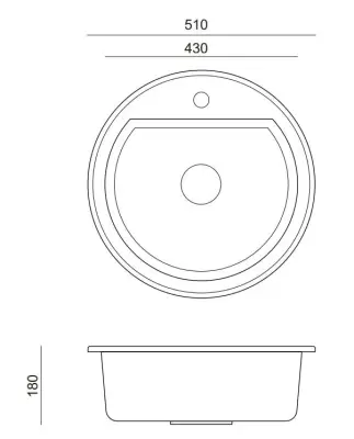 Quadri Norwich Antraciet Granieten Ronde Spoelbak 51 cm Opbouw - 1208956316