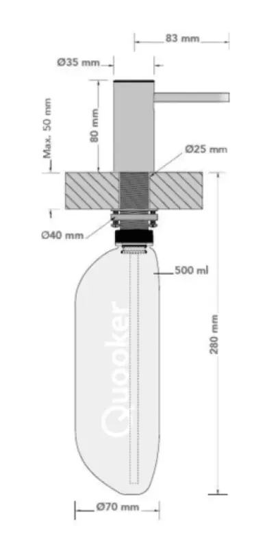 Quooker zeepdispenser zeeppomp messing natuur (verkleurd) ZPNPTN