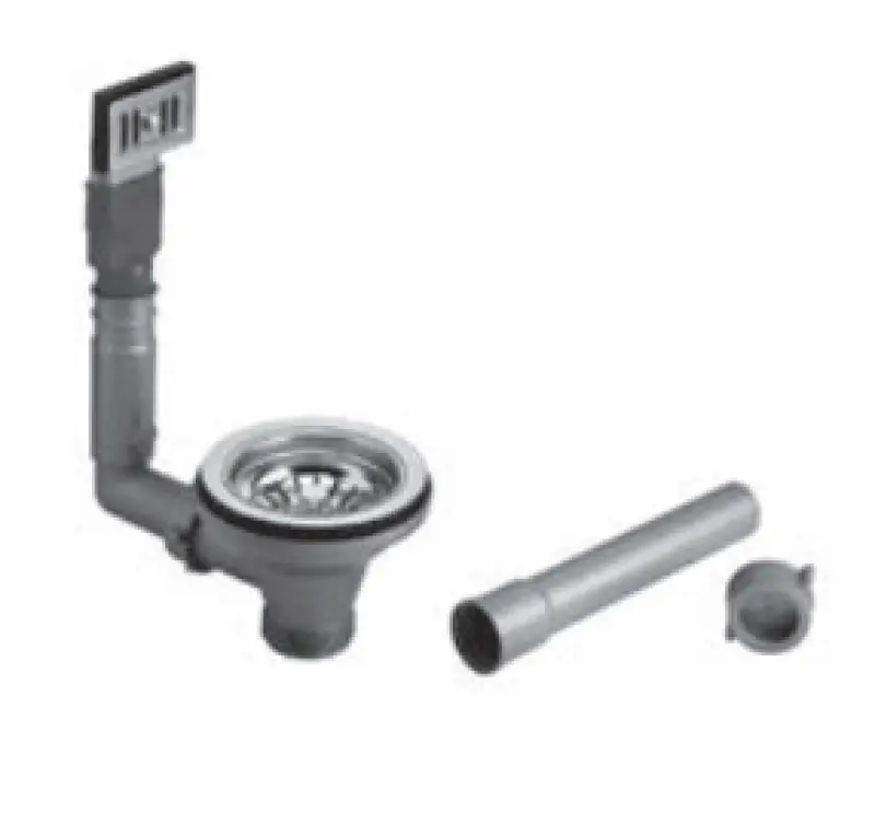 PB klassieke messing natuur (verkleurd) afvoerset met overloop voor een keuken spoelbak en korfplug afsluitbaar 1208956479