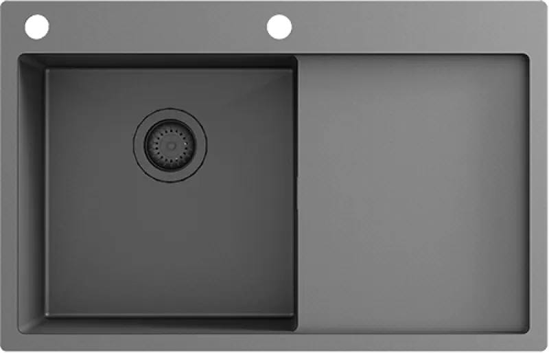 Ausmann Turt gun metal spoelbak met afdruipgedeelte rechts 780x500mm opbouw en vlakbouw 1208956953