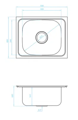 Ausmann Basic rvs opbouw spoelbak 50x40 cm inclusief sifon 1208956975