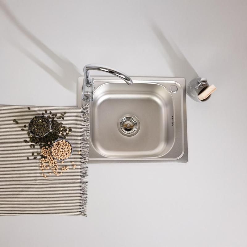 Ausmann Basic linnenmotief rvs opbouw spoelbak 50x40 cm inclusief sifon 1208956977