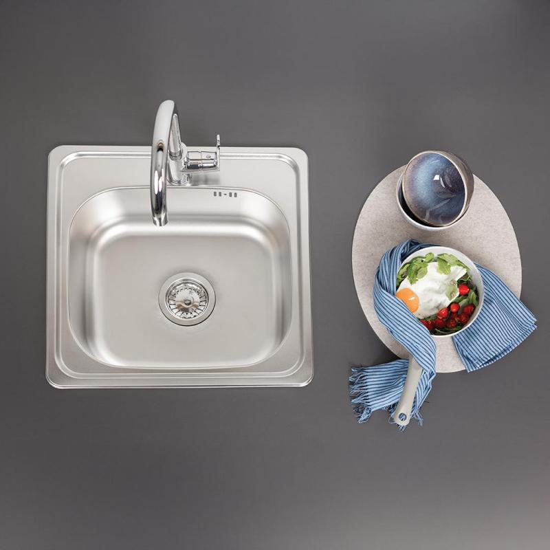 Ausmann Basic rvs opbouw spoelbak 48x48 cm met kraangatbank inclusief sifon 1208957000