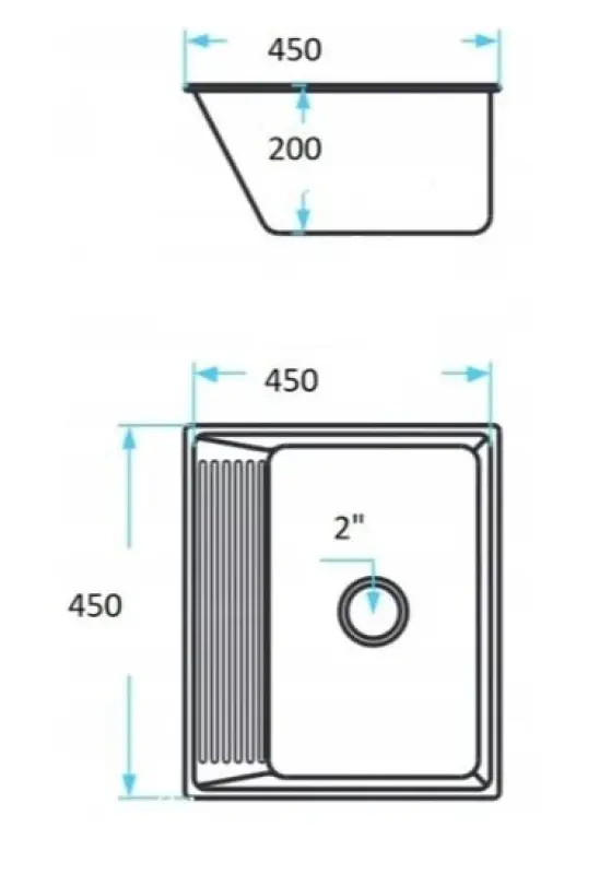 Aquadesign Utility uitstortgootsteen 45x45 cm voor in de bijkeuken of garage incl. beugels 1208957002