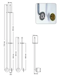 Instamat Jay elektrische handdoekdroger 172cm geborsteld messing  JAY022
