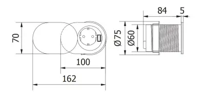 Indux Slide inbouw keukenstopcontact in werkblad met USB C en stopcontact kleur rvs 1208957391
