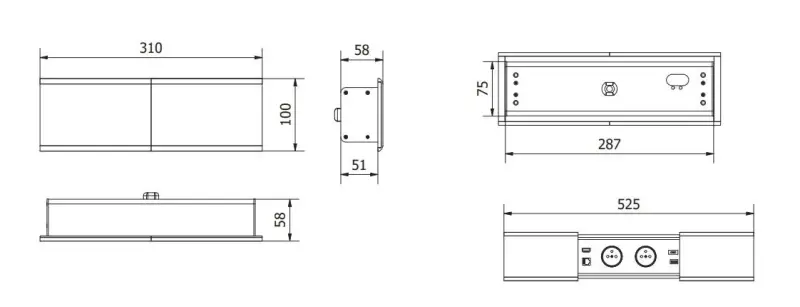 Indux Slide max inbouw keuken stopcontact penaarde in werkblad met USB-A, HDMI, RJ45 en USB-C  kleur mat zwart 1208957441