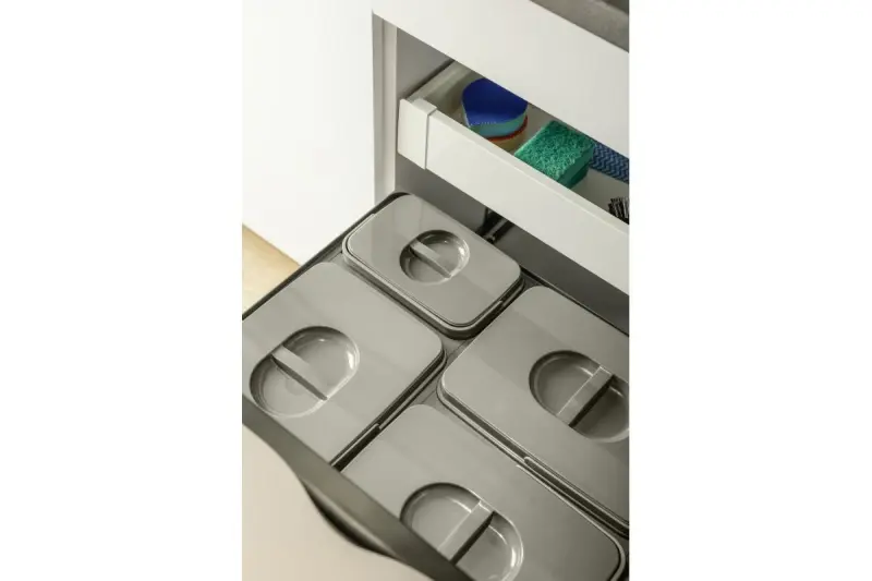 Garbi Basket B-60-4-H sorteer afvalsysteem voor lade 60cm  incl. houder en 4 afvalbakken 1208957472