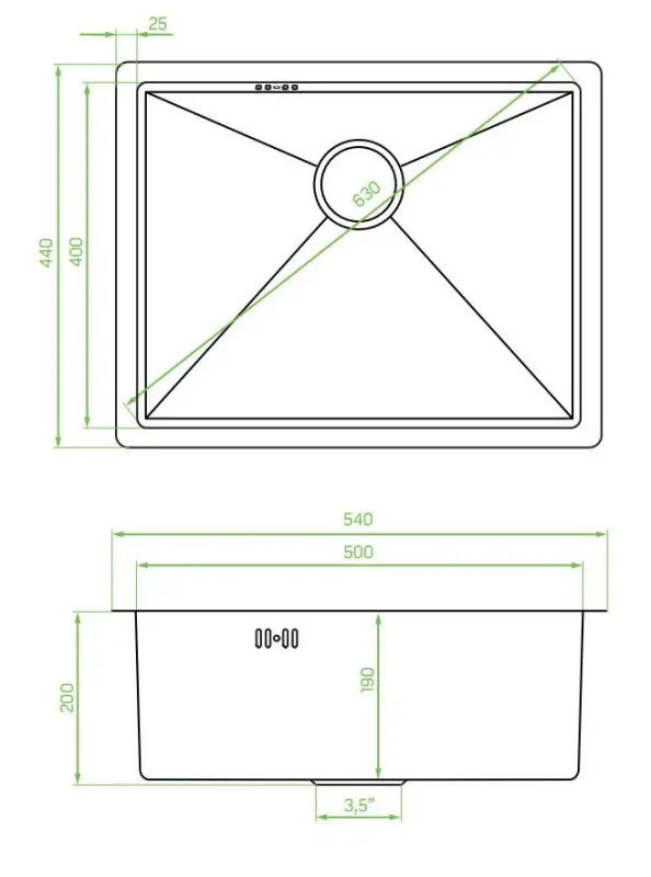 Aquadesign Sinks gun metal RVS spoelbak antraciet kleur PVD 50x40 onderbouw vlakbouw en opbouw 1208957702