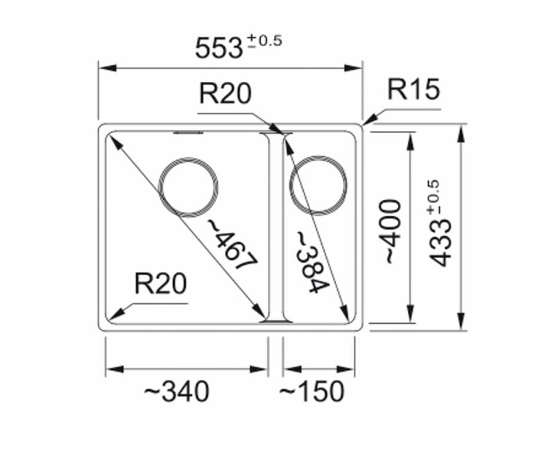 Franke Maris MRG 160-34-15 Fragranite Oyster spoelbak Bak Links  onderbouw