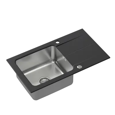 Quadri Fusion opbouw rvs spoelbak met onyx graniet afdruipgedeelte 78x44 omkeerbaar 1208957871