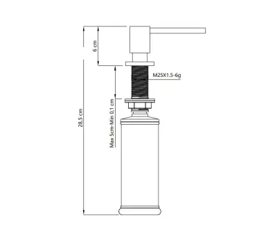 Quadri Tenby vierkante Inbouw Zeepdispenser PVD gun metal van boven navulbaar 1208957892