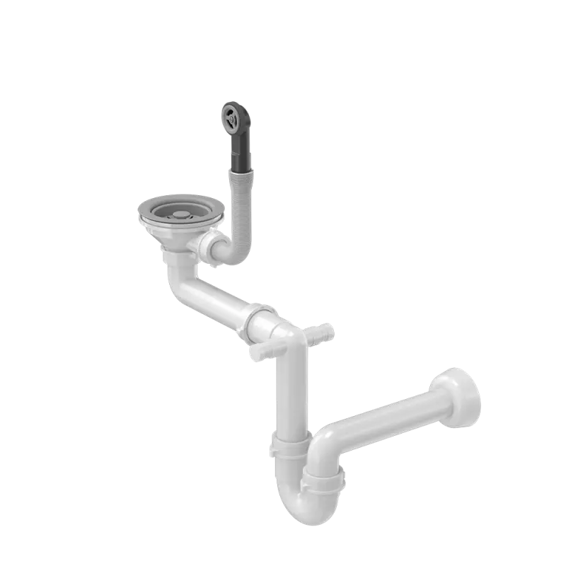 Quadri grijze afvoerset spoelbak met overloop en 1 spoelbak 1208957900