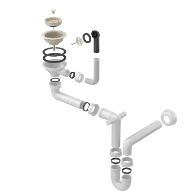 Quadri beige zandkleurige afvoerset spoelbak met overloop 1208957901