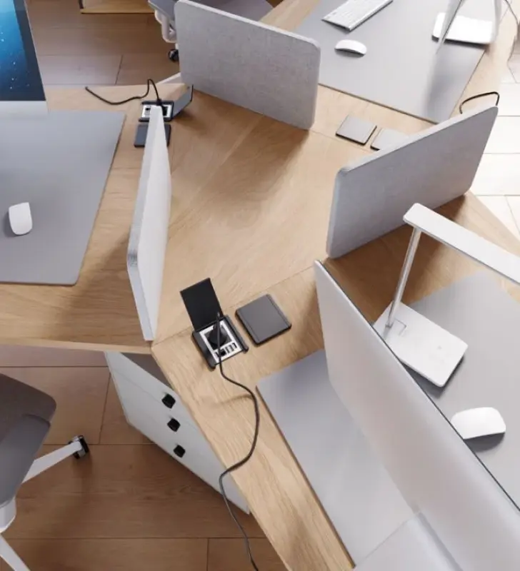 Indux Flip inbouw penaarde Stopcontact mat zwart met 2xUSB A,  1xRJ45 en HDMI aansluiting zwart 1208957915