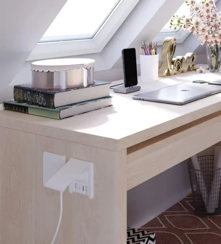 Indux Flip mat wit penaarde inbouw Stopcontact met 2xUSB A, 1xRJ45 en HDMI aansluiting 1208957916