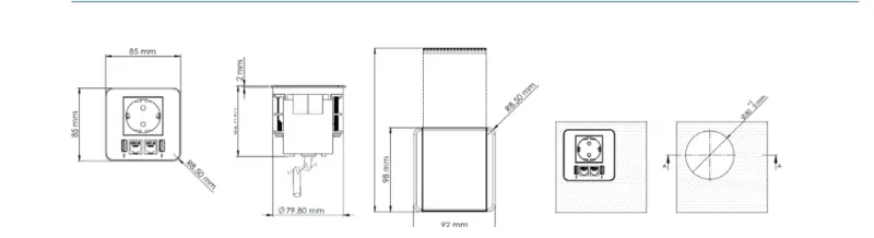 Indux Flip mat zwart Randaarde inbouw Stopcontact met 2xUSB A, 1xRJ45 en 1 HDMI aansluiting 1208957917