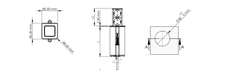 Indux Push uitschuifbare wit randaarde stopcontact met 1xUSB A en 1xUSB C met RVS deksel 1208957931