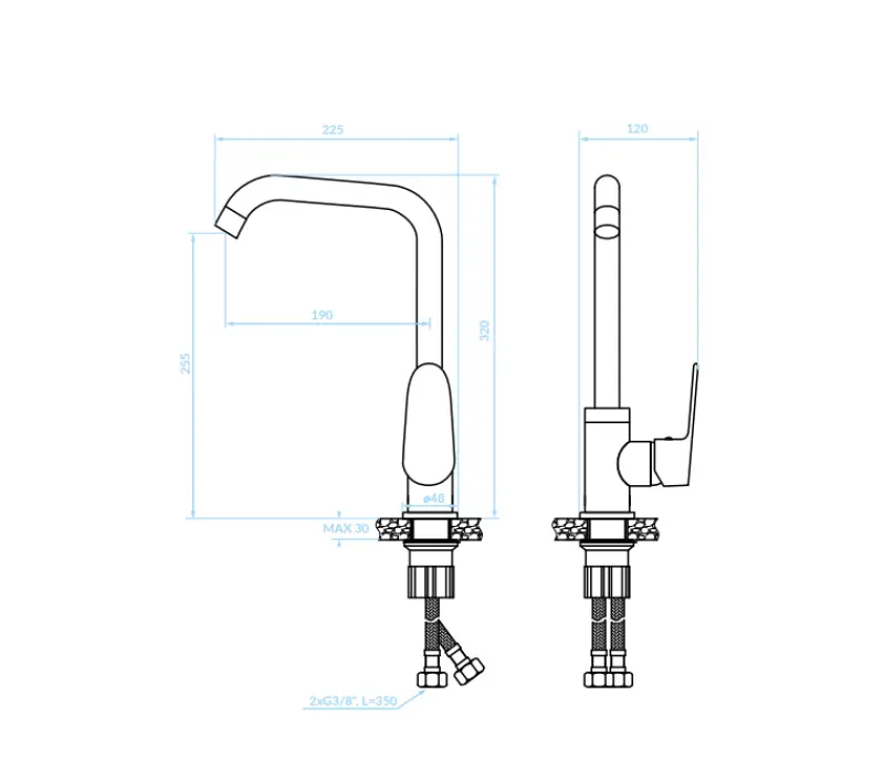 Aquadesign eenhendel keukenmengkraan zwart 1208958220