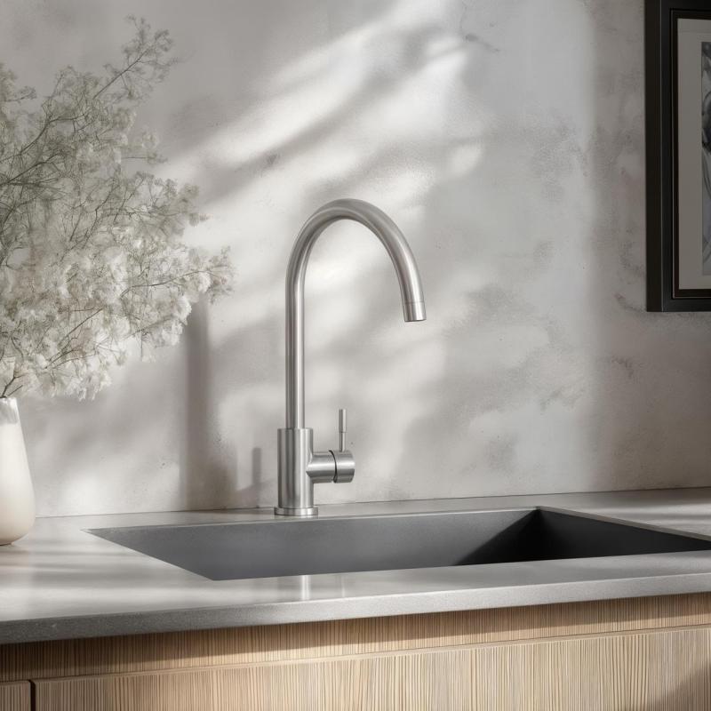 Ausmann Inox Round keukenkraan draaibare uitloop volledig RVS 1208958308