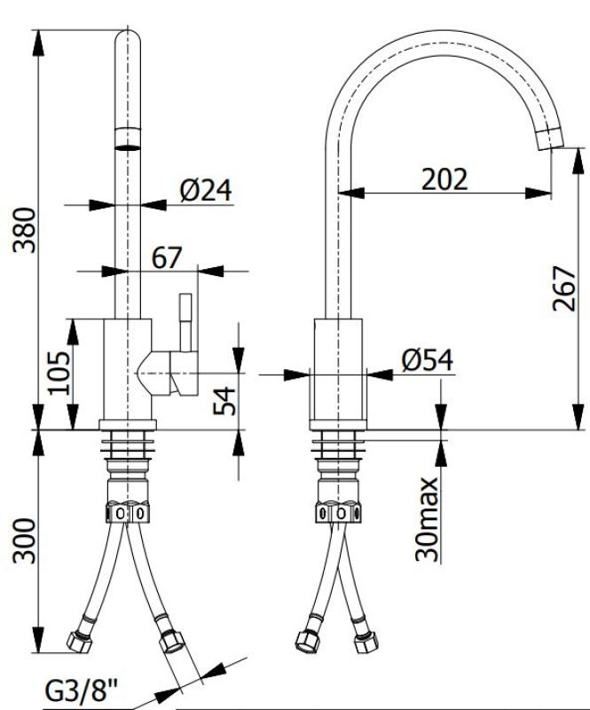 Ausmann Inox Round keukenkraan draaibare uitloop volledig RVS 1208958308