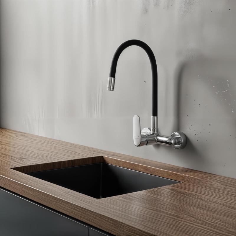 Aquatrimo Chopin muurkraan chroom met hoge flexibele uitloop  21CP8462CM