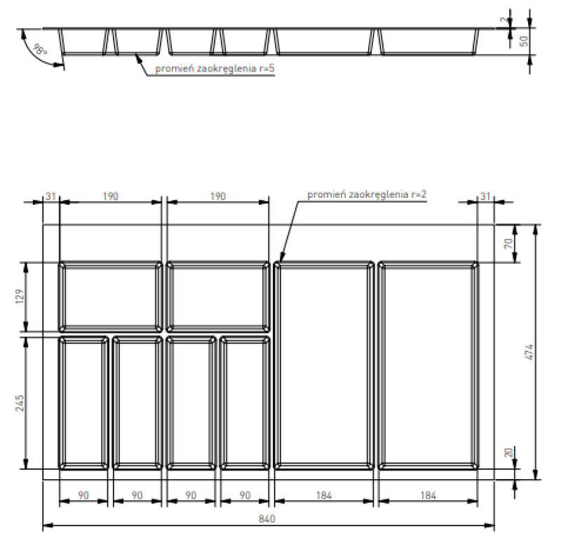 Decor Cutle Bestekbakken Inzet voor Keukenlade 900 Antraciet 1208966382