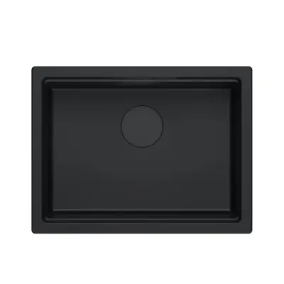 Quadri Newport II graniet onderbouw zwart spoelbak 560x450 mm incl. zwarte afvoerkapje 1208966924