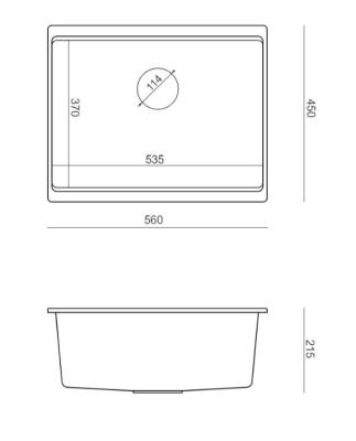 Quadri Newport II graniet onderbouw zwart spoelbak 560x450 mm incl. zwarte afvoerkapje 1208966924