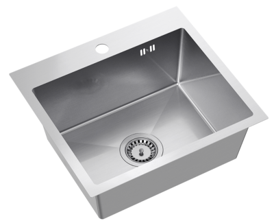 Quadri Dixton 50 set met RVS spoelbak 500x450 mm met kraangat opbouw en RVS Bristol keukenkraan