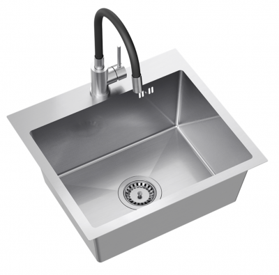 Quadri Dixton 50 set met RVS spoelbak 500x450 mm met kraangat opbouw en RVS Bristol keukenkraan
