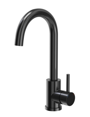 Quadri Dixton 50 Set met zwarte Nano PVD RVS spoelbak 500x450 mm met kraangat opbouw en Coventry zwarte keukenkraan