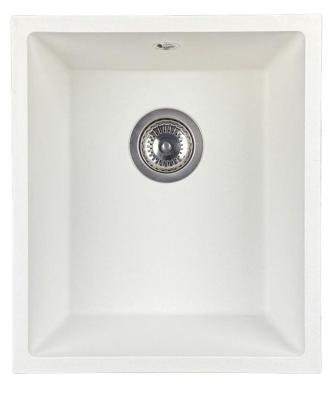 GraniteMy Universal granieten witte spoelbak 34x40 cm wit opbouw onderbouw en vlakinbouw met rvs plug 1208967107