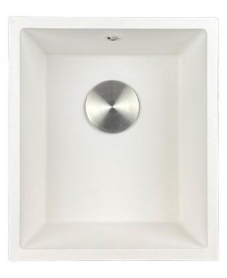 GraniteMy Universal granieten witte spoelbak 34x40 cm wit opbouw onderbouw en vlakinbouw met rvs plug 1208967107