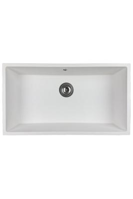 GraniteMy Universal granieten grote witte spoelbak 74x40 cm wit opbouw onderbouw en vlakinbouw met rvs plug 1208967111