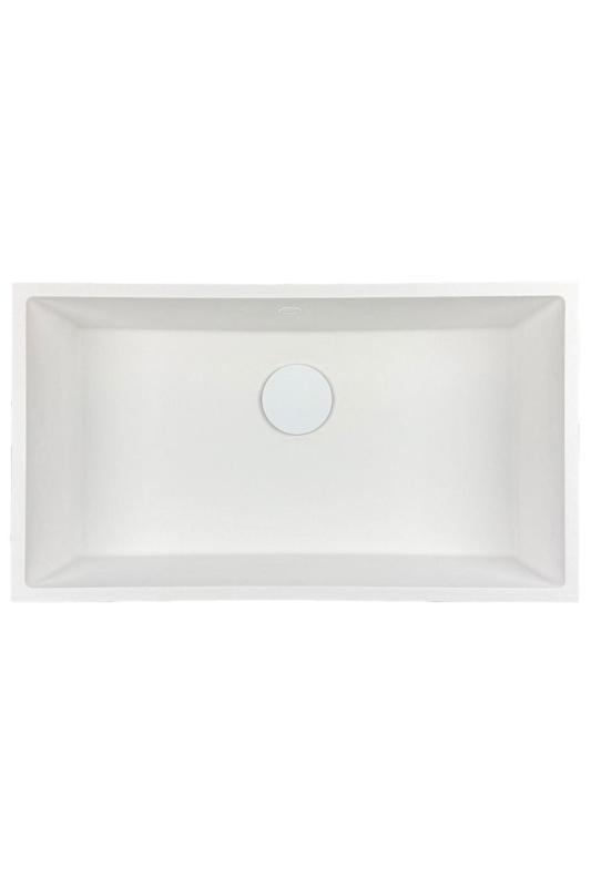 GraniteMy Universal granieten grote witte spoelbak 74x40 cm wit opbouw onderbouw en vlakinbouw met witte plug 1208967160