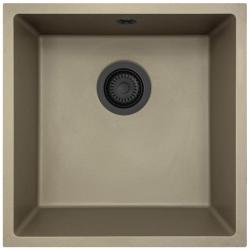 GraniteMy Universal granieten taupe spoelbak 40x40 cm opbouw, onderbouw en vlakinbouw met zwart plug 1208967213