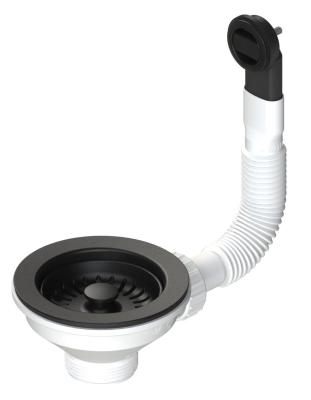 Granitemy korfplugset mat zwart, afvoerset spoelbak incl. overloop rond 1208967256