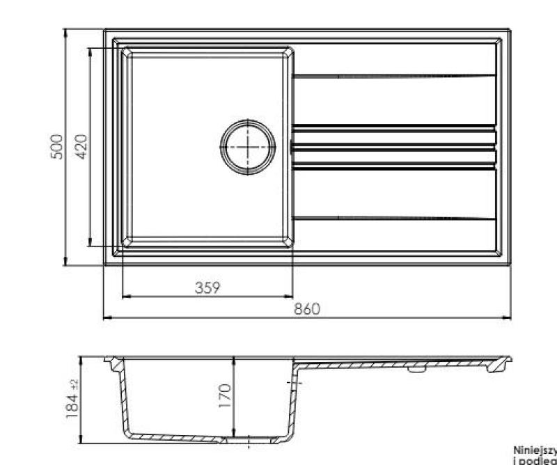 GraniteMy Vesi granieten opbouw witte spoelbak 86x50cm met afdruip omkeerbaar met koperen plug 1208967294