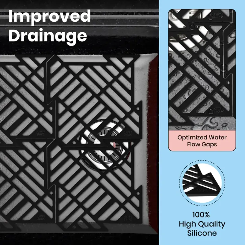 Magisso Happy Sink  Puzzel zwarte bodembeschermer 4 stuks voor spoelbak zwart 32,5 x 32,5 cm 1208967385