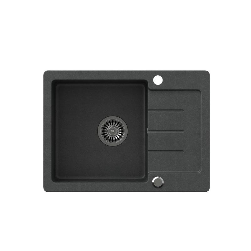 Quadri Kendal antraciet graniet spoelbak met afdruipgedeelte 60x44cm omkeerbaar 1208967400