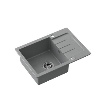 Quadri Kendal grijs graniet spoelbak met afdruipgedeelte 60x44cm omkeerbaar 1208967401