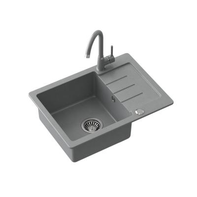 Quadri Kendal grijs graniet spoelbak met afdruipgedeelte 60x44cm omkeerbaar 1208967401