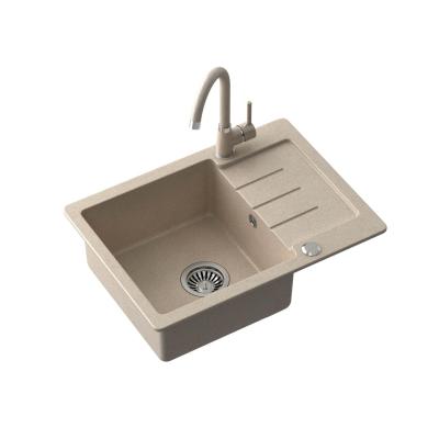 Quadri Kendal beige zand graniet spoelbak met afdruipgedeelte 60x44cm omkeerbaar 1208967402