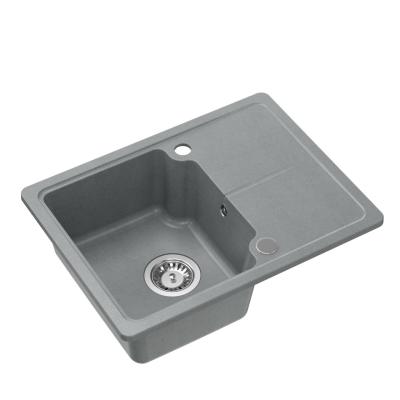 Quadri Kendal grijs graniet spoelbak 58x44cm met afdruipgedeelte 1208967404