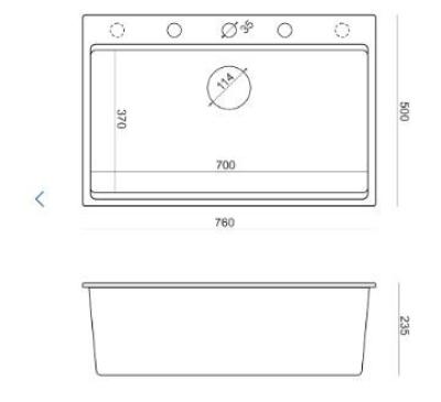 Quadri Hard Rock mat zwarte granieten opbouw grote spoelbak 76x50cm inclusief koperen plug en accessoire 1208967423